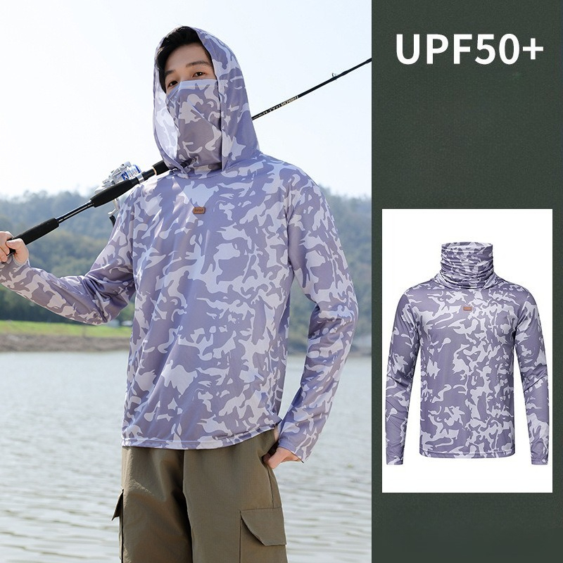 Fishing Shirt Hooded Men Sunsc - Fishing Mask Sun Protection のレビューと価格