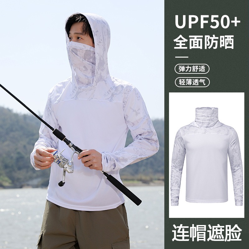 Fishing Shirt Hooded Men Sunsc - Fishing Mask Sun Protection のレビューと価格