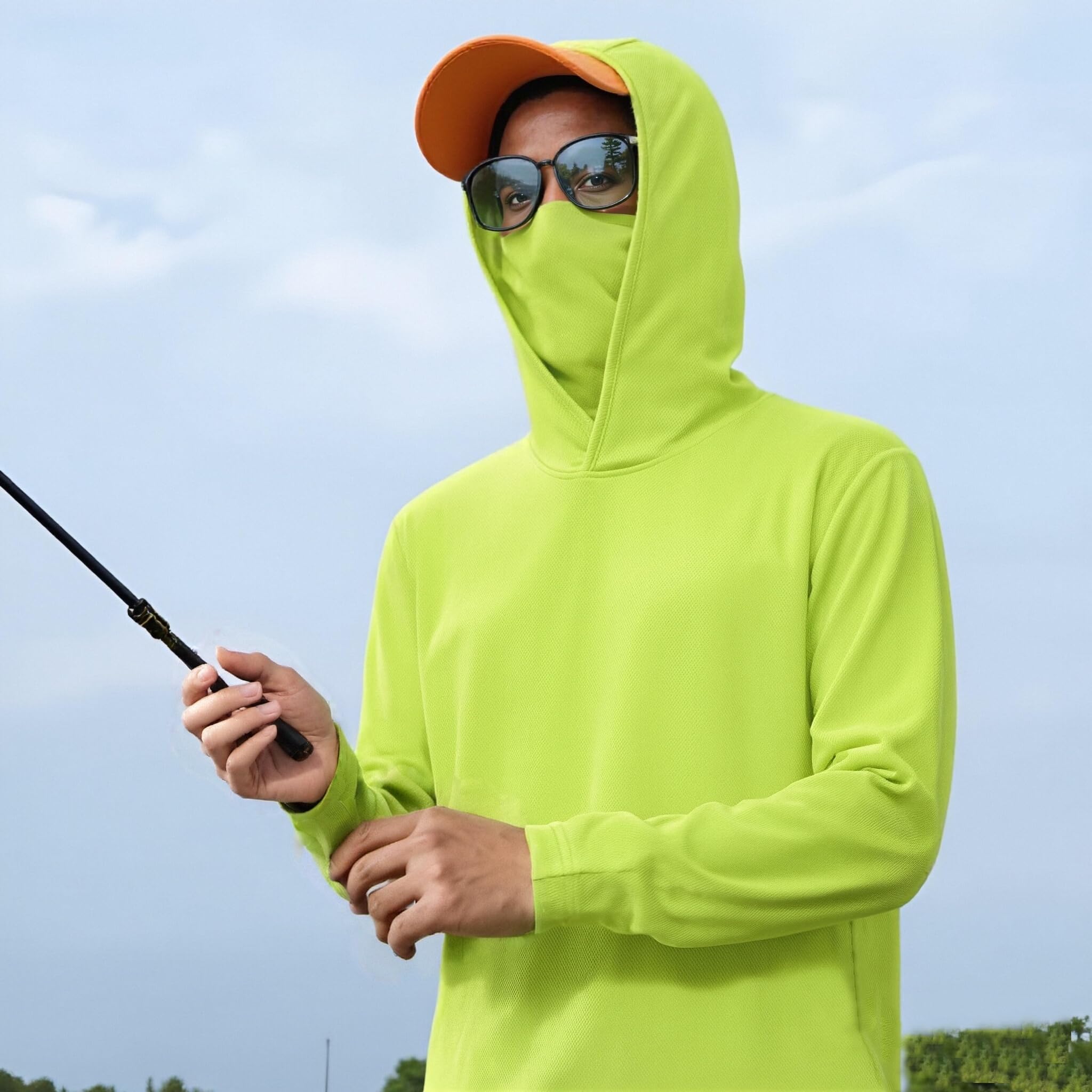 4 Pack Men's Running Hoodie wi - Fishing Mask Sun Protection のレビューと価格