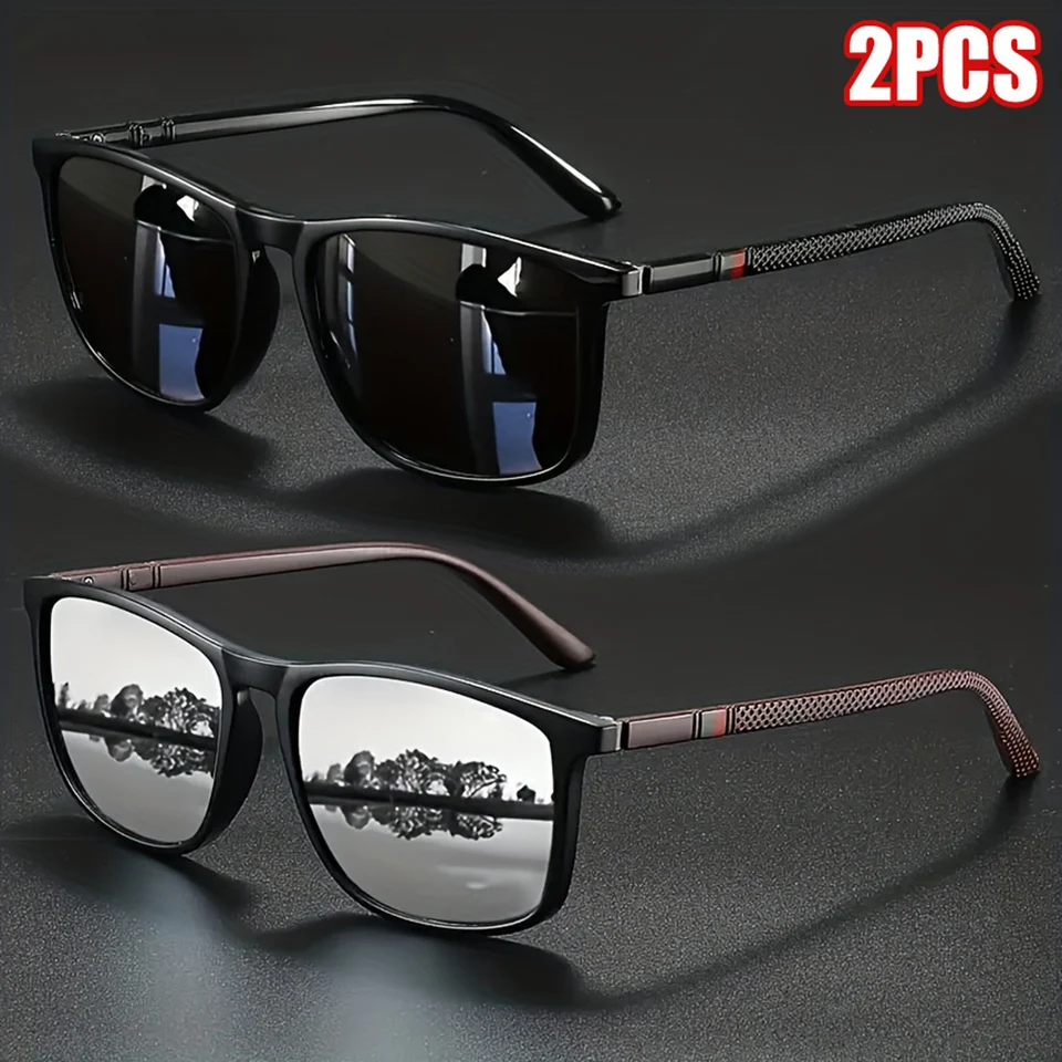 2pcs Luxury Square Vintage Pol - Fishing Sunglasses Polarized のレビューと価格