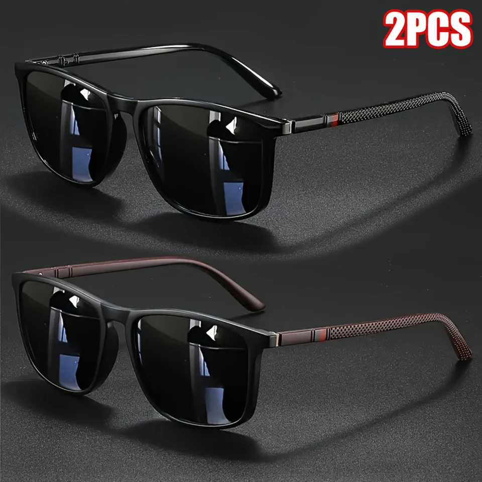 2pcs Luxury Square Vintage Pol - Fishing Sunglasses Polarized のレビューと価格