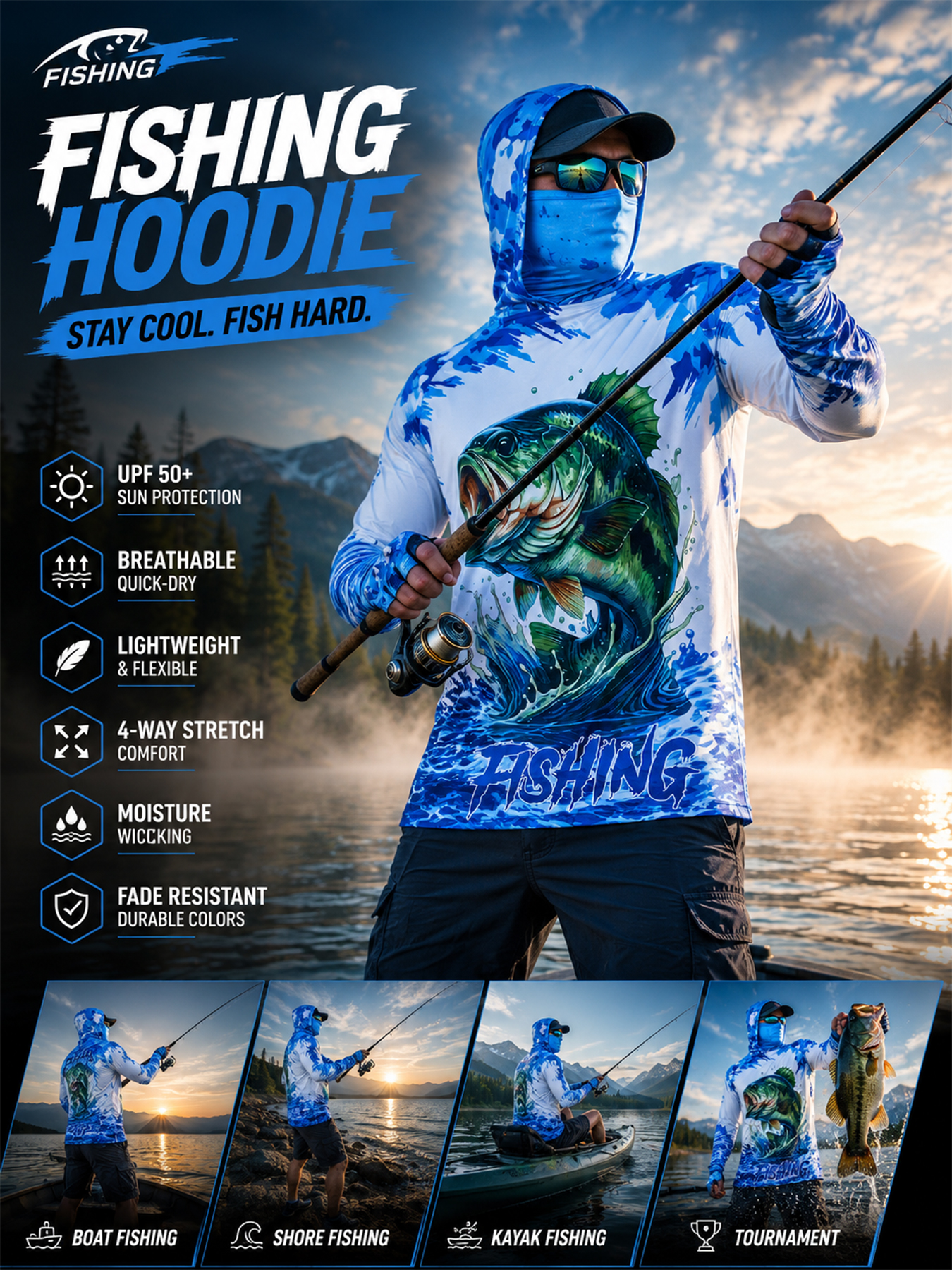 Fishing Hooded Shirt Upf 50 Fi - Fishing Hoodie のレビューと価格